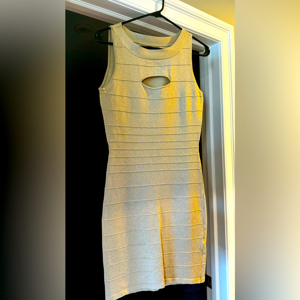 Gold EXPRESS bandage dress, size Medium